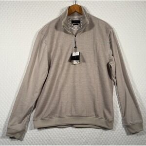 Porter & Ash Quarter-Zip Mock Neck Sweatshirt Knit Men 2XL Beige Golf Office Lux